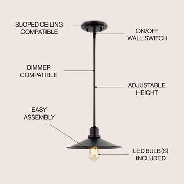 Cade 34.25" Metal Farmhouse Industrial LED Pendant